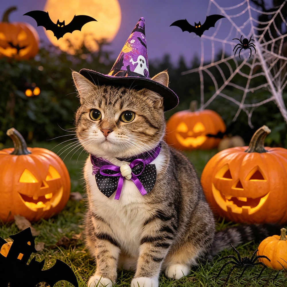 Fashion Halloween Pet Bat Wings Hat Bow Tie Set for Cats and Dogs — image 8