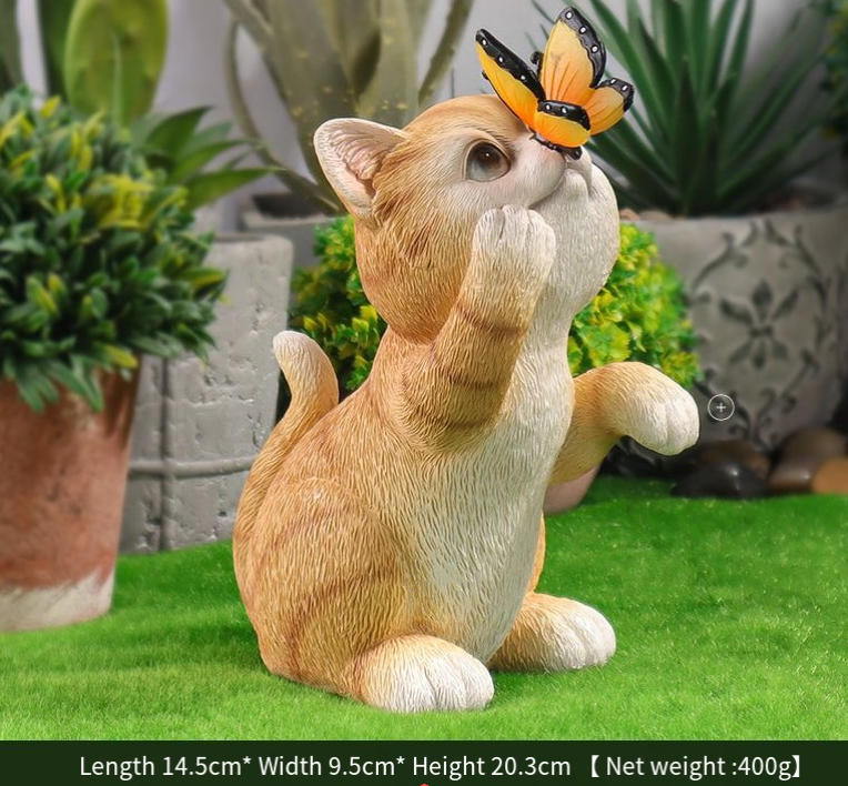Solar outdoor cat resin night light decoration — image 8
