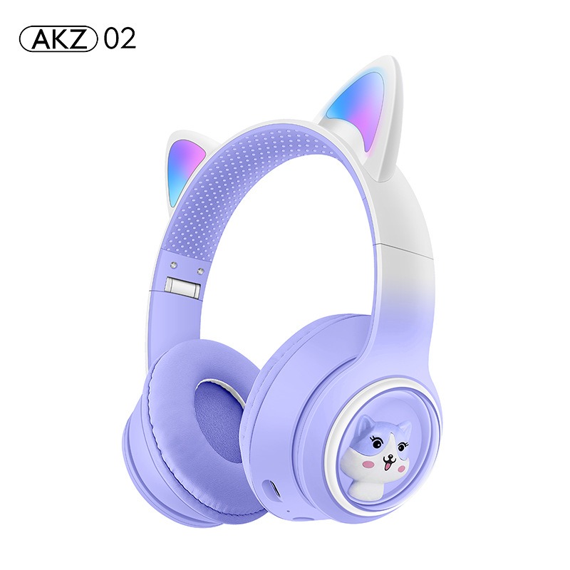 AKZ-02 light-emitting Cat's ears headworn Bluetooth headset subwoofer game video game wireless headset — image 2