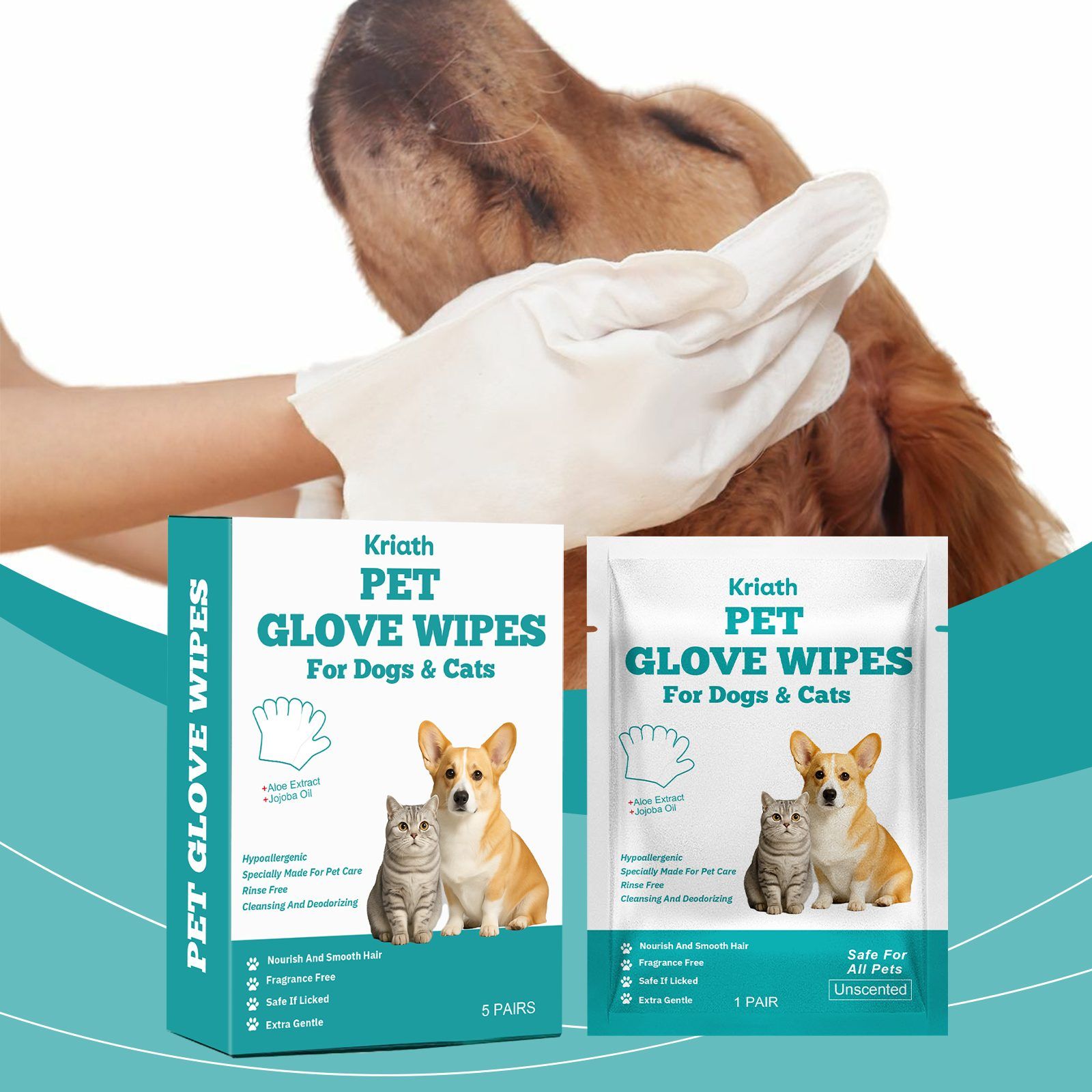 Kriath Disposable Pet Glove Wipes, 5 Pieces — image 3