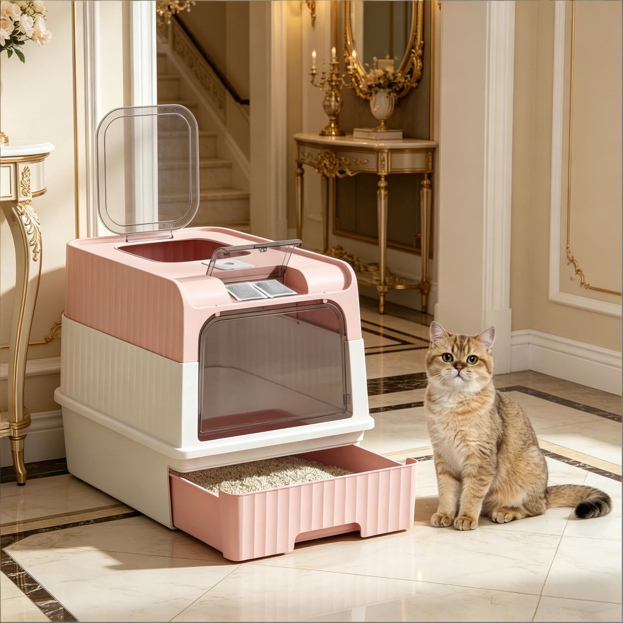 Pet Litter Box, Fully Enclosed Litter Box, Compact Cat Litter Box — image 1