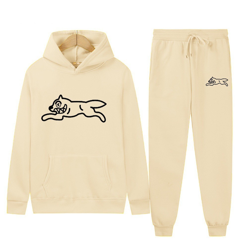 Dog Print Tracksuit Men's Set Fleece Two-Piece Loose Hooded Sweatshirt Pants Set — image 11