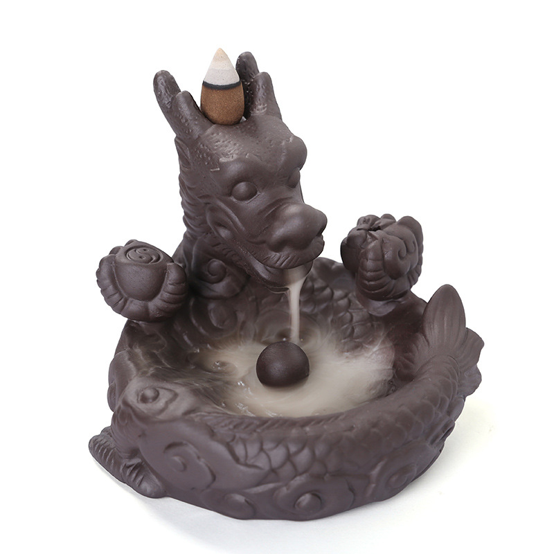 Redware Small Dragon Back Flow Incense Burner Creative Sandalwood Cigarette Back Flow Ornamental Aromatherapy Stove Home Crafts Ornaments — image 4