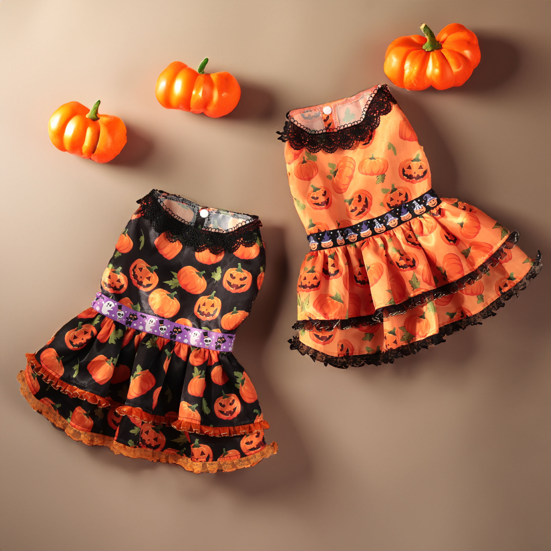 Halloween Pet Dog Dress for Medium and Small Dogs, Pumpkin Lace Skirt Factory — image 4
