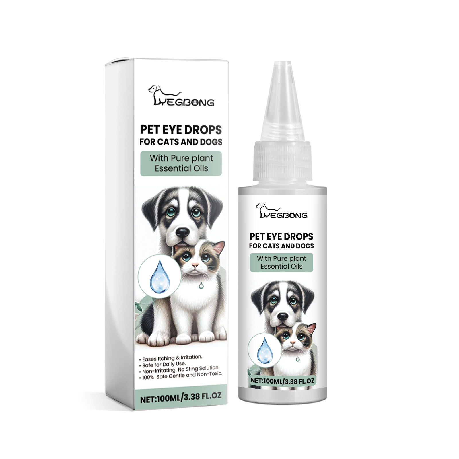 Yegbong Eye Drops For Cats And Dogs, Pet Eye Clean Eye Care Drops For Tear Stains And Dirt — image 1