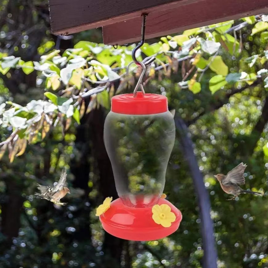 480ML Plastic Bird Water Feeder Bottle Hanging Hummingbird Feeder Garden Outdoor Plastic Flower Iron Hook Pet Bird Supplies — image 2