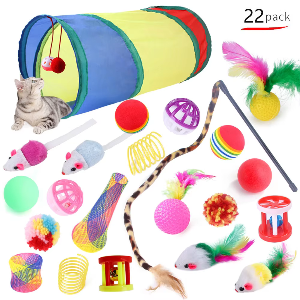 Set de 12-24 Piezas de Juguetes para Gatitos, Combinación Variada de Juguetes para Gatos, Varita Divertida, Ratón de Sisal, Cascabel, Pelota, Accesorios para Gatos — imagen 2