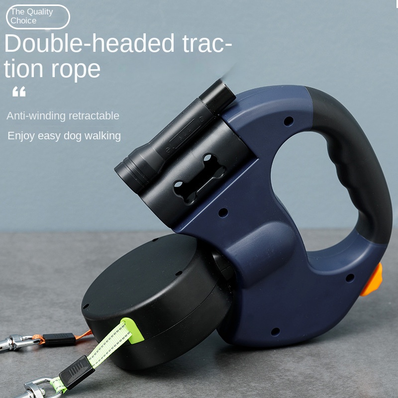 Llave de perro automática retráctil 2 en 1 para perros pequeños y medianos con cabeza doble — imagen 2