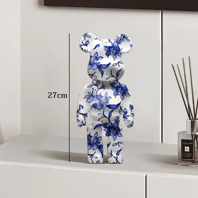 Graffiti Bear Statue Paint Block Bear Decor Resin Desktop Ornaments Home Decoration Living Room Bear Floor Sculpture Gifts — image 8