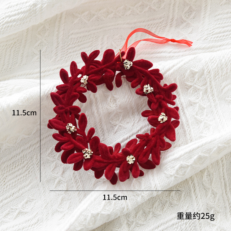 Christmas decoration red flocking elk bell pendant Christmas tree decoration ornaments — image 8