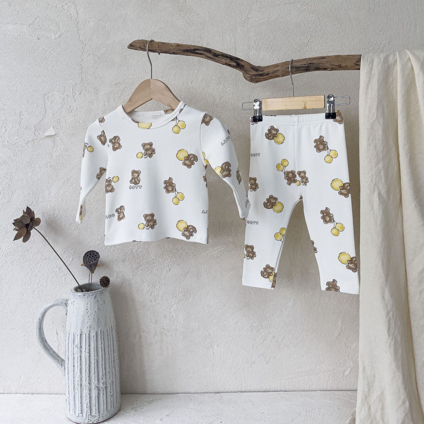 Baby Bottoms Set, Children's Two-Piece Set with Bear Balloon Print Long Sleeve T-Shirt and Pants Pajama Set — image 6