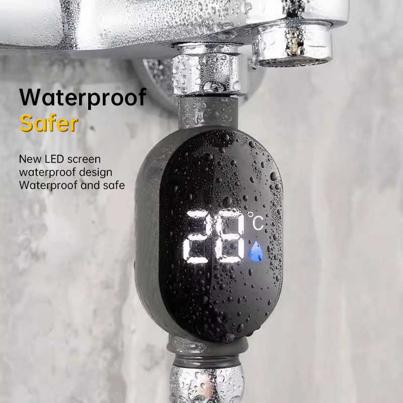 Black LED bathroom shower thermometer (0℃~99℃): accurate temp measurement, smart counter — image 9