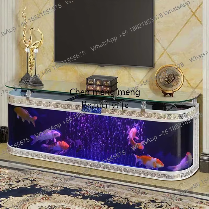 Glass TV Cabinet Fish Tank Aquarium Medium and Large Floor Wall Ecological Automatic Circulation — image 2