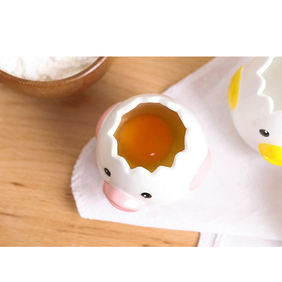 LuoCoCo Novelty Ceramic Chicken Egg Yolk Separator Cute Vomiting Egg White Filter & Baking Tool Yellow — image 2