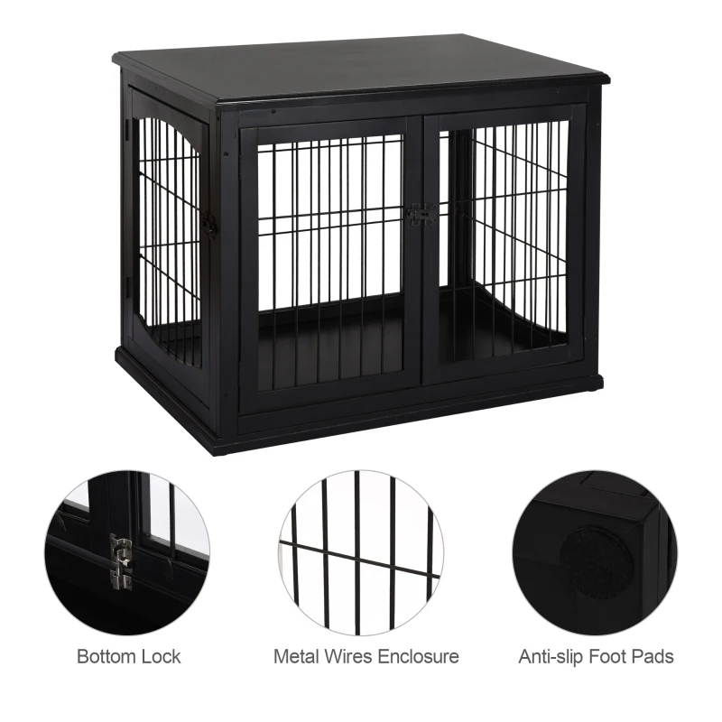 Caja de Muebles para Perros, Cárcel para Puppies con 2 Puertas y Cerradura, Mesa de Fin de Silla, Negro — imagen 11