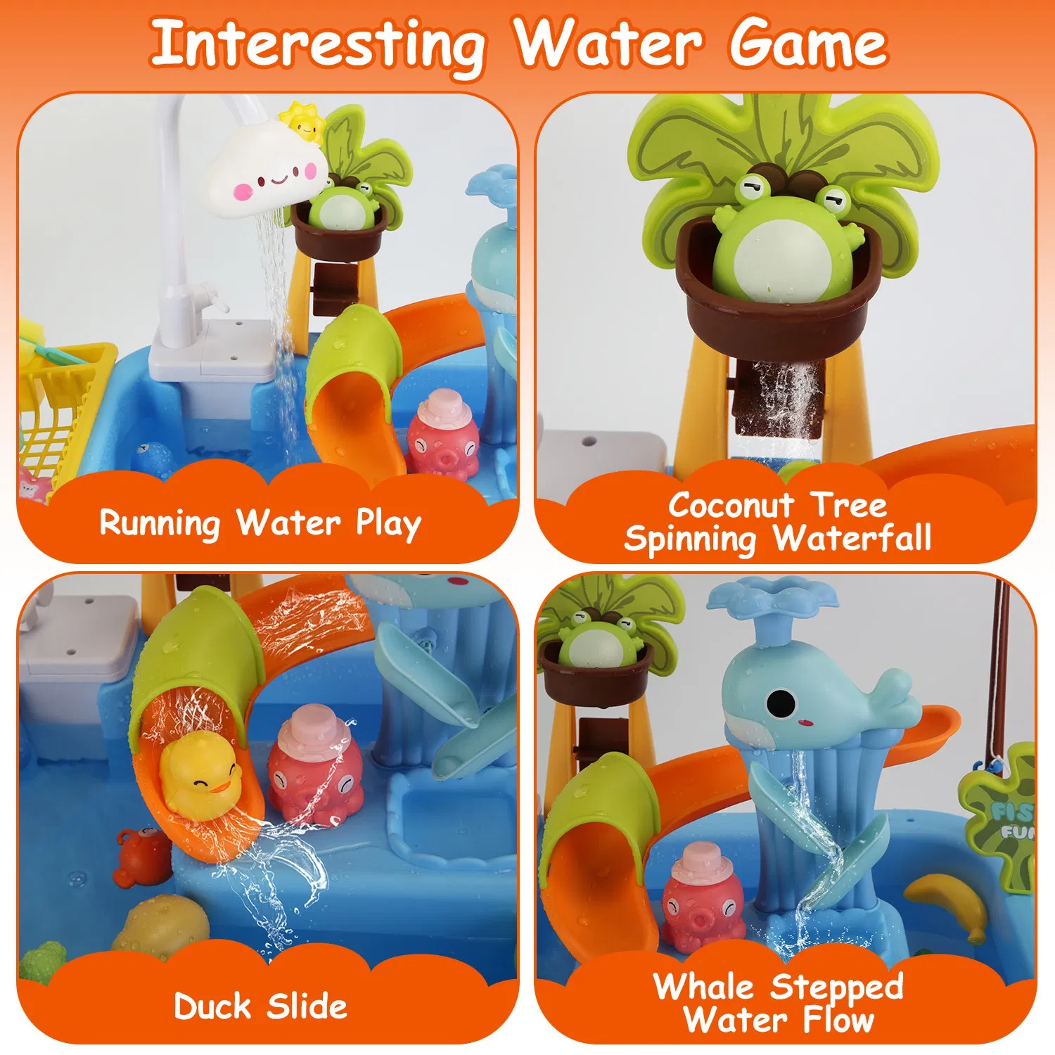 Juguete de Fregadero de Cocina 3 en 1 con Grifo Eléctrico, Mesa de Agua y Juego de Pesca, Set de Juego de Rol para Interior y Exterior, para Niños GPCT5464 — imagen 4