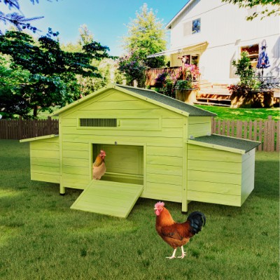 Large Wooden Chicken Coop With 2 Free Range Doors 2 Nesting Boxes Perch Outdoor Hen House Poultry Cage — image 4