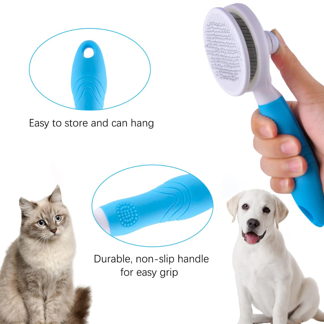 Pelo de Mascotas: Cepillo Despejador Automático Azul - Peine para Perros Gatos Conejos con Masaje Suave y Seguro — imagen 3