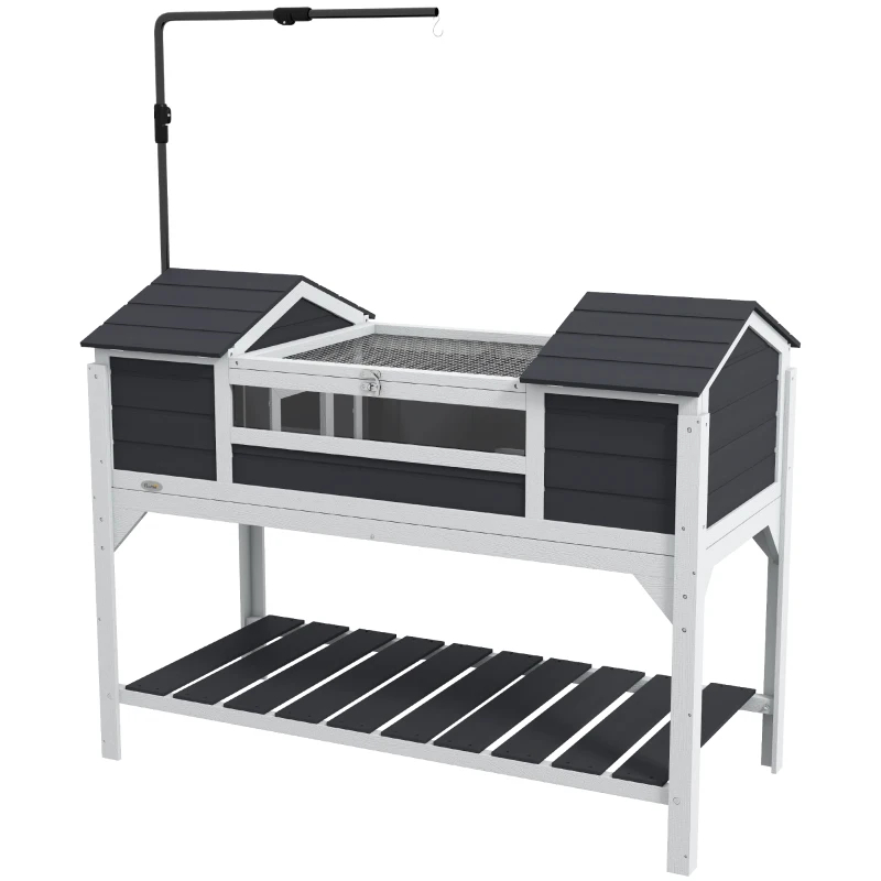 Tortoise Enclosure Tortoise House With Adjustable Lamp Holder Storage Shelf, Dual Main Houses, Openable Lid, Gray — imagen 1