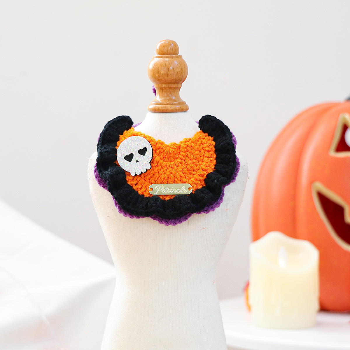 Pet Accessory Halloween Gold Label Knit Bandana Cat Dog Bib Ghost Festival Cartoon Pumpkin Tied Neckwear — image 13