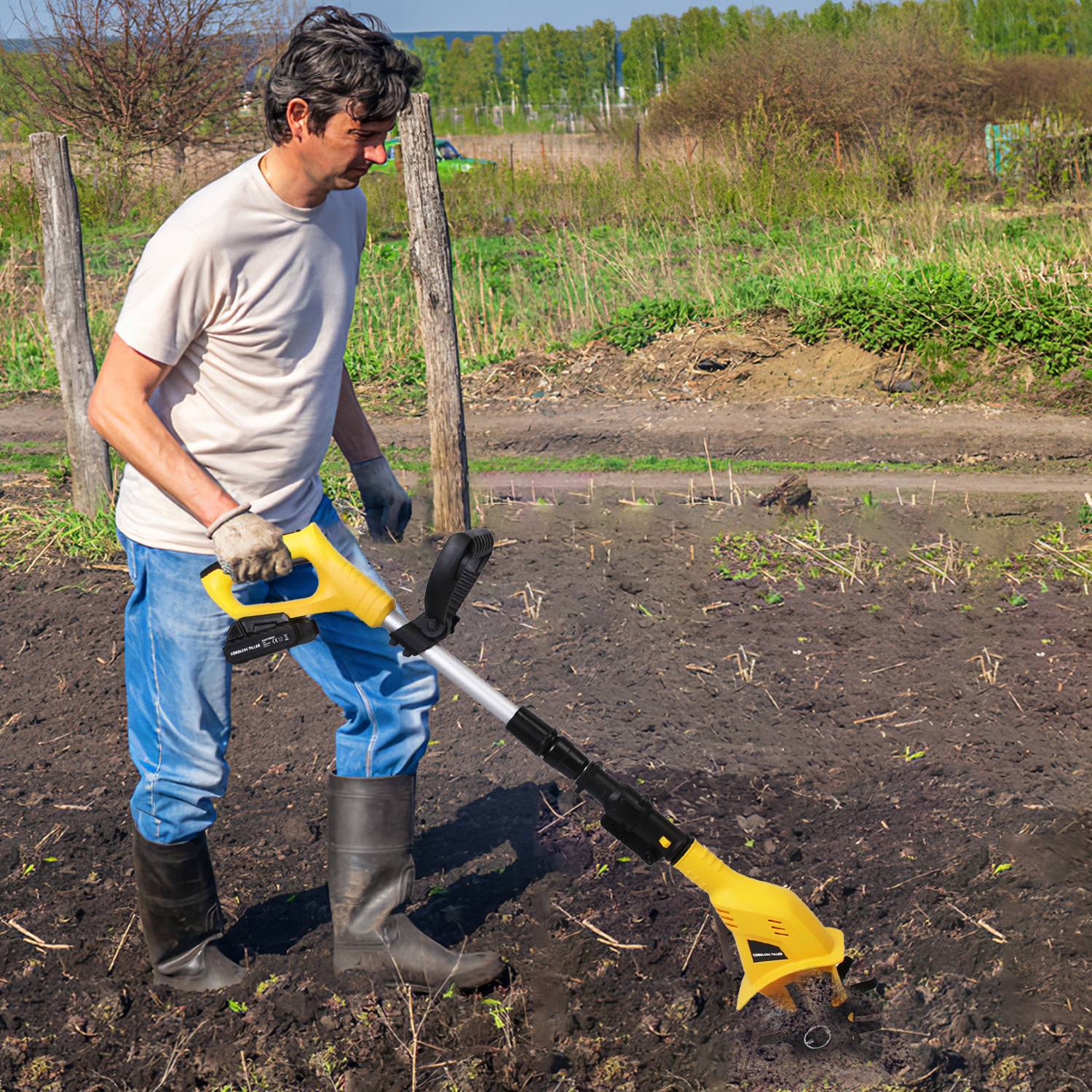 Cultivador Eléctrico Inalámbrico Para Jardín, con Batería Recargable de 20V, 3.93 Pulgadas de Ancho, 6.69 Pulgadas de Profundidad, Máx. 250RPM, Para Jardín, Patio, Granja y Césped — imagen 10