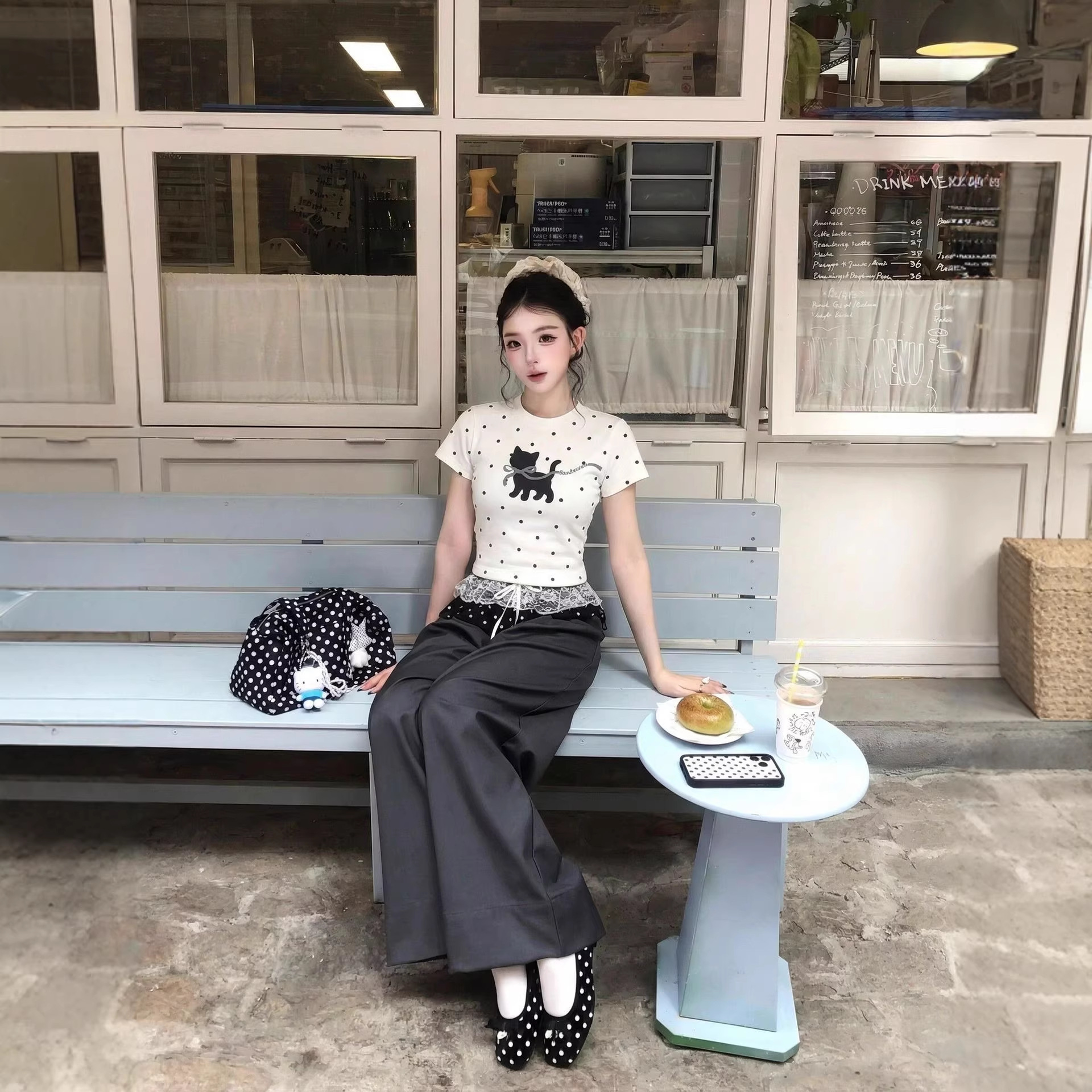 Women's cat print regular shoulder short-sleeved T-shirt — image 5