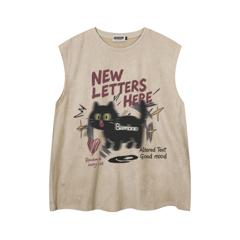 Shocking Black Cat Printed Tank Top — image 9