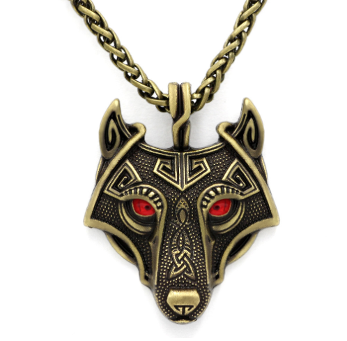 Cadena con Colgante de Cabeza de Lobo Gris Nórdico, Estilo Asgard — imagen 9