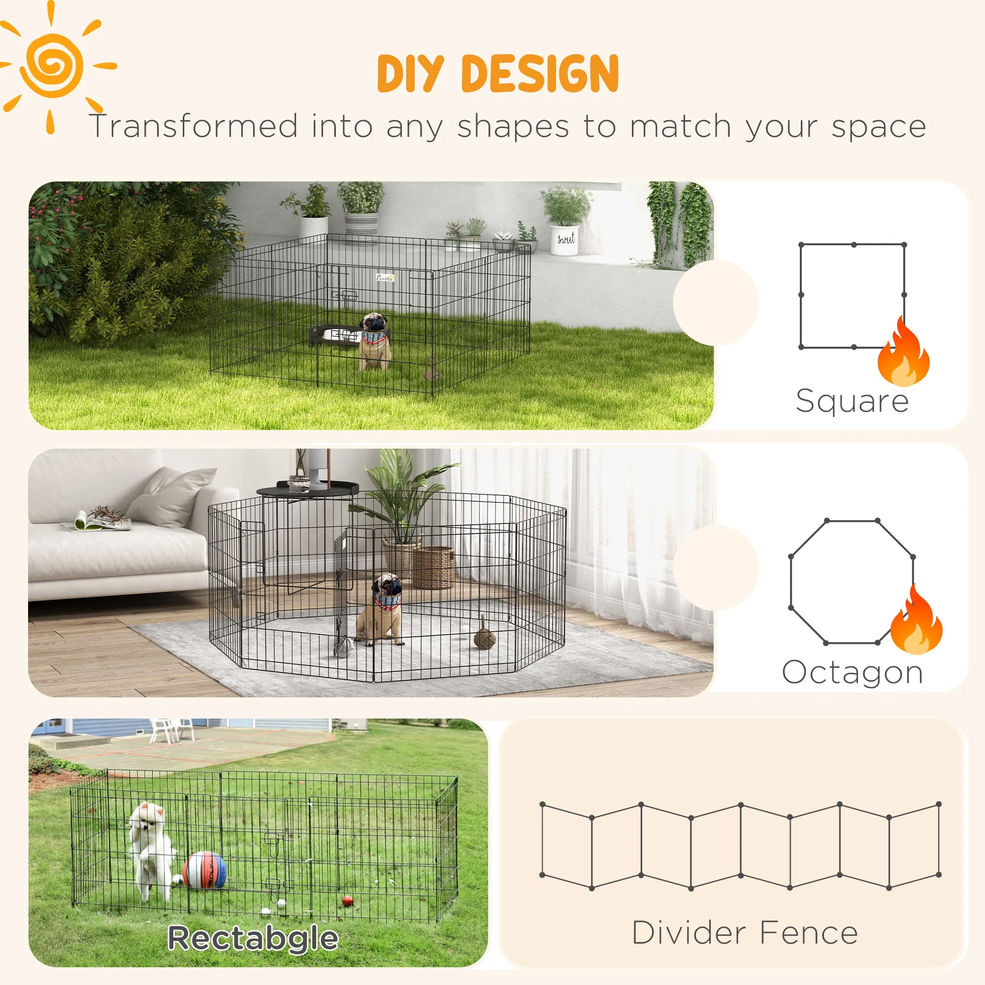 Foldable Metal Exercise Pet Playpen Yard Dog Puppy Kennel Cage 8 Panel — image 5
