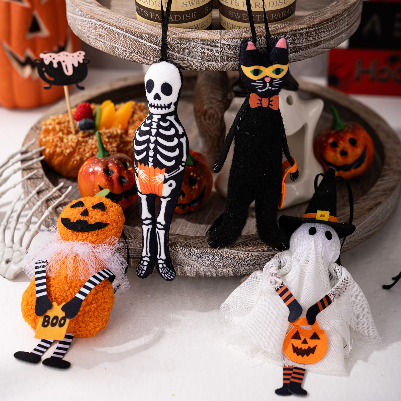 HaoBei Halloween Decorative Hanging Ornaments Pumpkin Black Cat Ghost Skull Festival Home Party Small Hangings — image 4