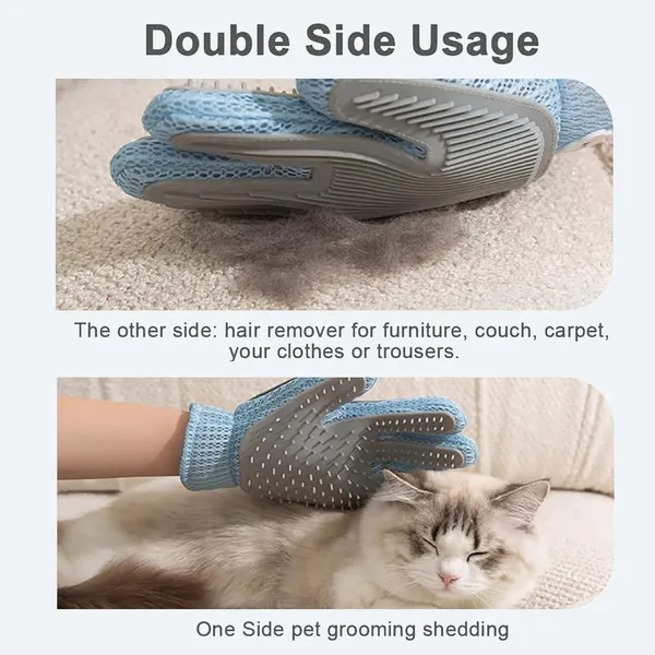 Guante de Aseo para Mascotas 2 en 1 - Cepillo de Doble Cara para Desenredar y Masajear para Gatos o Perros, Elimina el Pelo Suelto del Pelaje y los Muebles, Manopla Ultra Suave y Fácil de Limpiar - Guante Individual — imagen 3