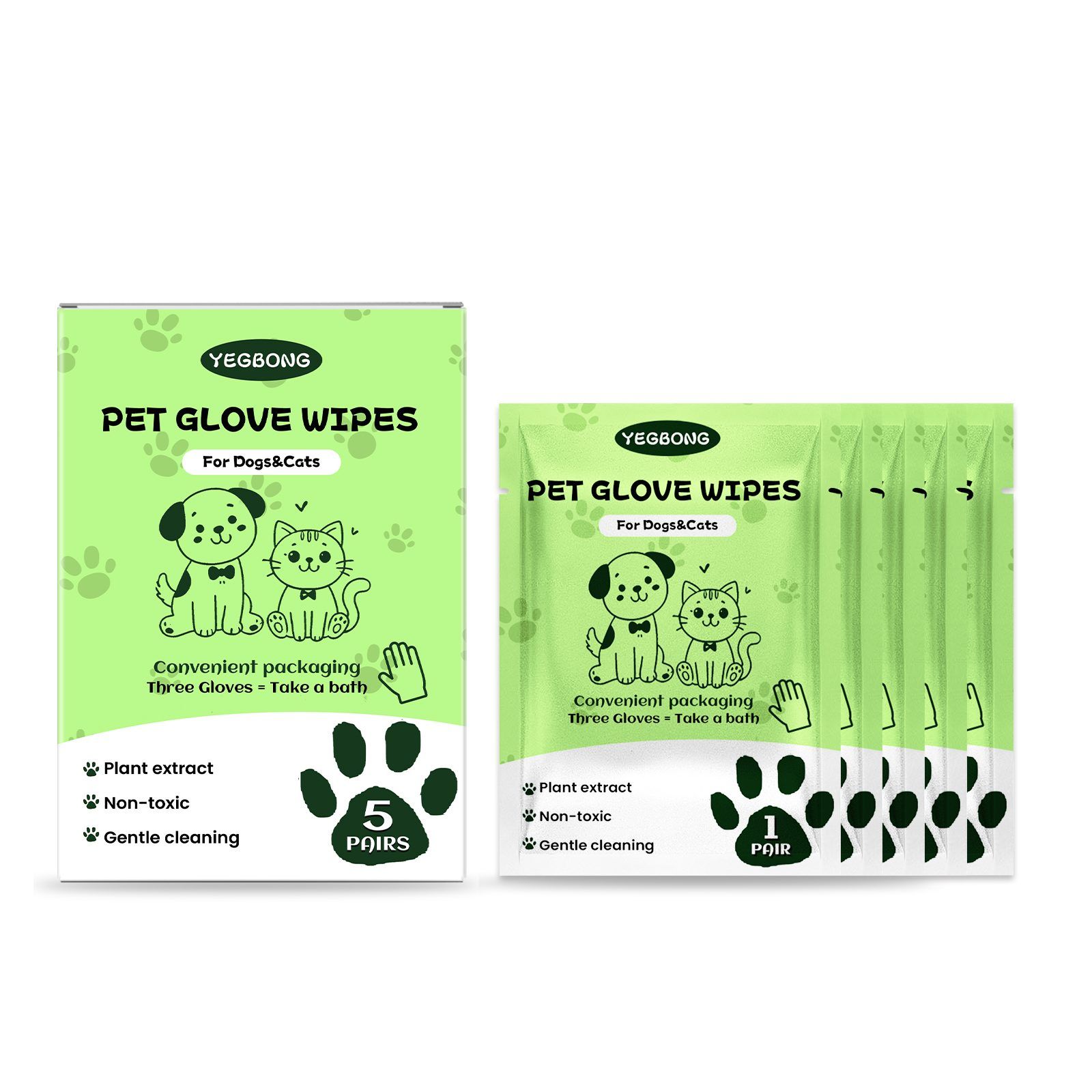 YEGBONG Disposable Pet Glove Wipes, 5 Pieces — image 4