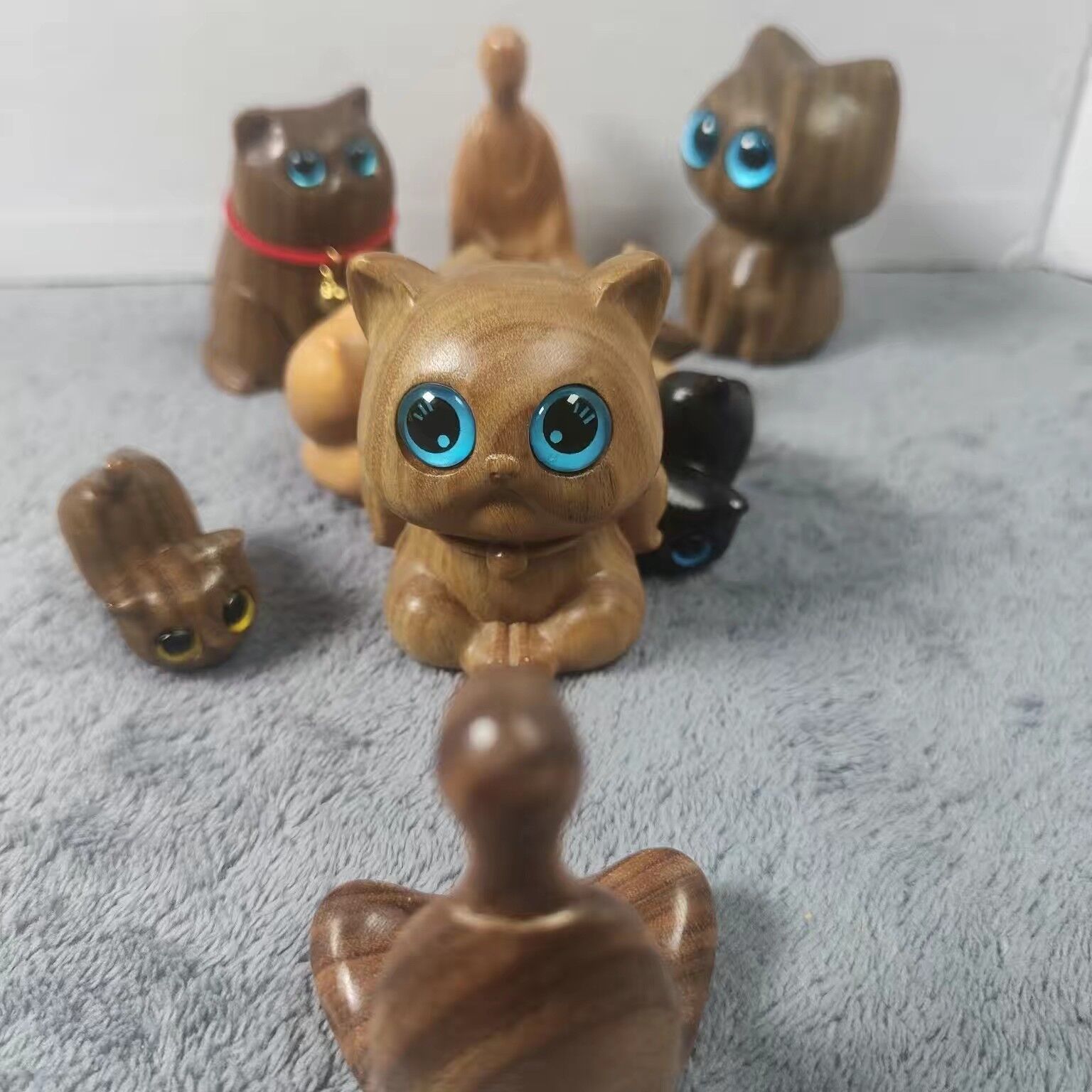 Sandalwood Kitten Ornaments Cute Hippo Mini Wooden Cat Play — image 13