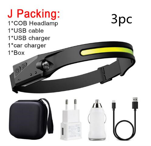 COB LED Inducción Linterna de Cabeza para Montar con Batería Recargable USB Resistente al Agua para Camping y Caza con Visión Total — imagen 23