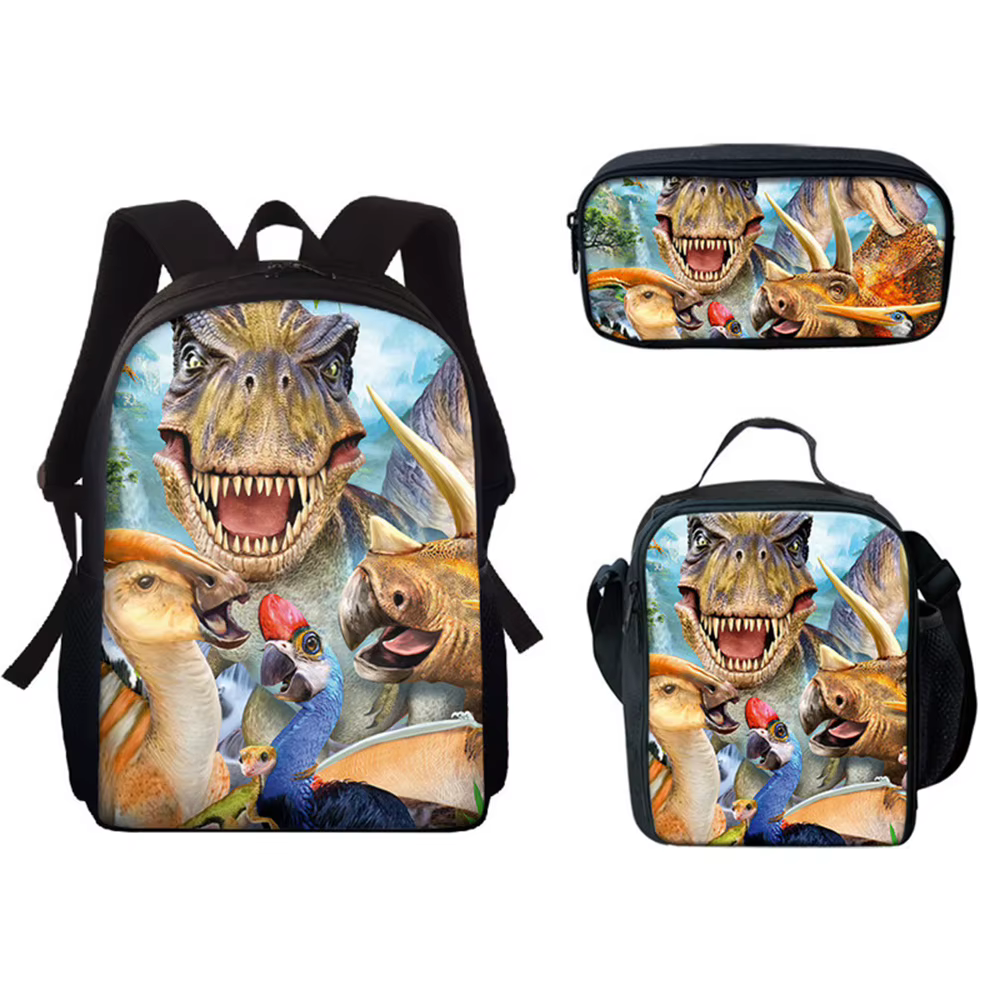 Classic Novelty Funny Cool Elephant Animals 3D Print 3pcs/Set pupil School Bags Laptop Daypack Backpack Lunch bag Pencil Case — image 4