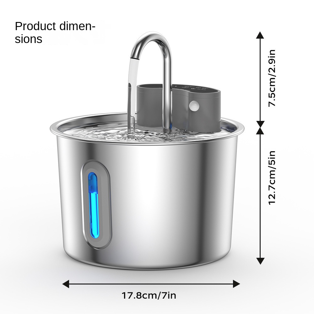 Smart Stainless Steel Cat Water Dispenser, Wireless Sensor, No Plug-in, Automatic Circulation, Large Capacity Pet Water Fountain — image 8