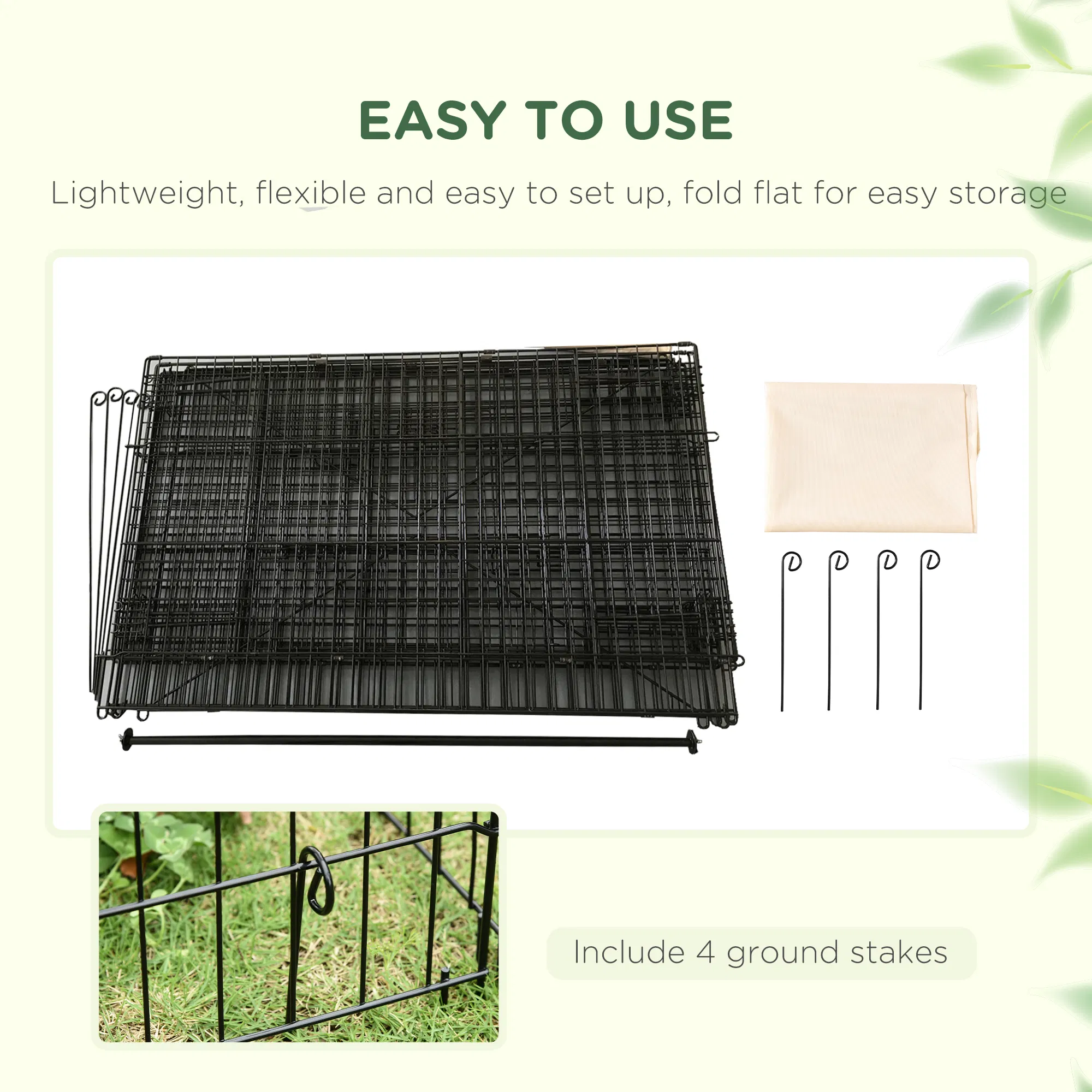 87x41x41-IN Catio Rabbit Guinea Pig Cage Chicken Coop Run, Small Animal Enclousure Outdoor Indoor with Cover and Multiple Doors, Beige — image 2