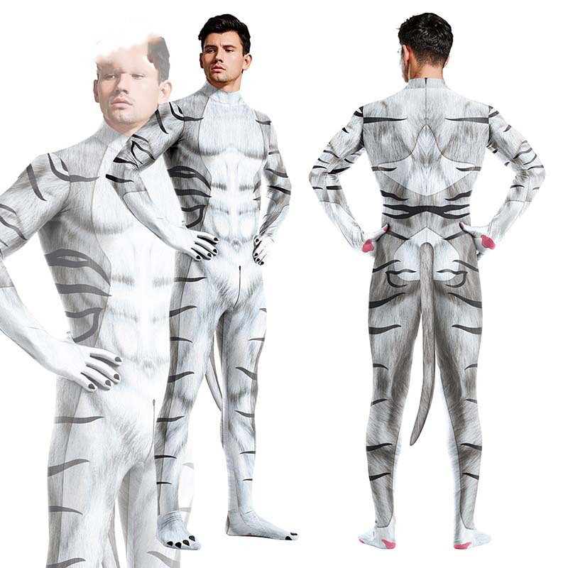 Disfraz de Animal Tigre Blanco Digital Impresión Jumpsuit Hombre — imagen 2