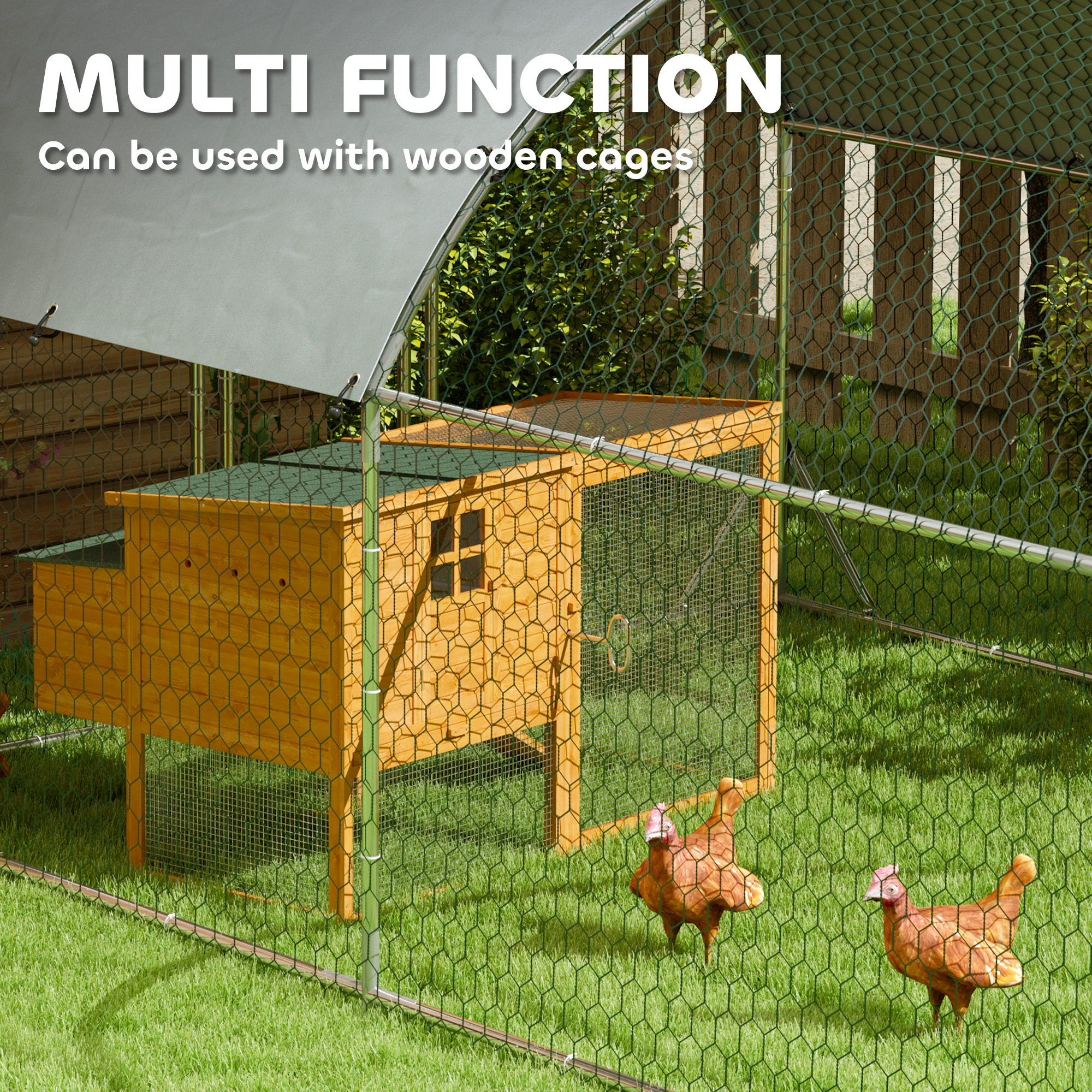 Large Metal Chicken Coop with Waterproof and Anti-UV Cover for Yard, Outdoor, Duck, Rabbit, 9.2 x 31.2 x 6.5 — imagen 5