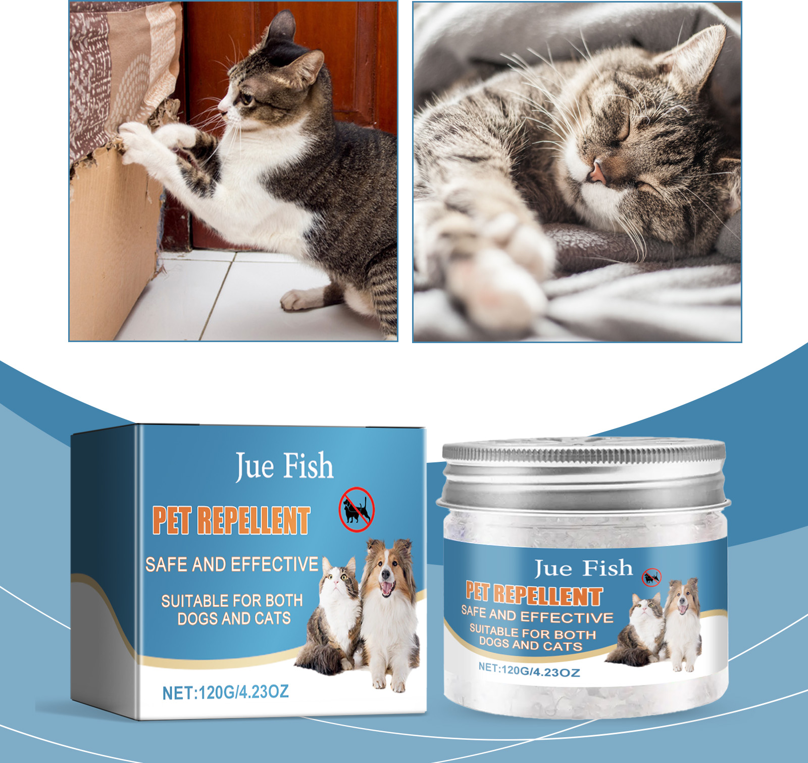 Jue-Fish Repelente para Mascotas en Crema, Repelente contra Mordeduras y Excrementos de Perros y Gatos, Zona de Exclusión para Mascotas — imagen 3
