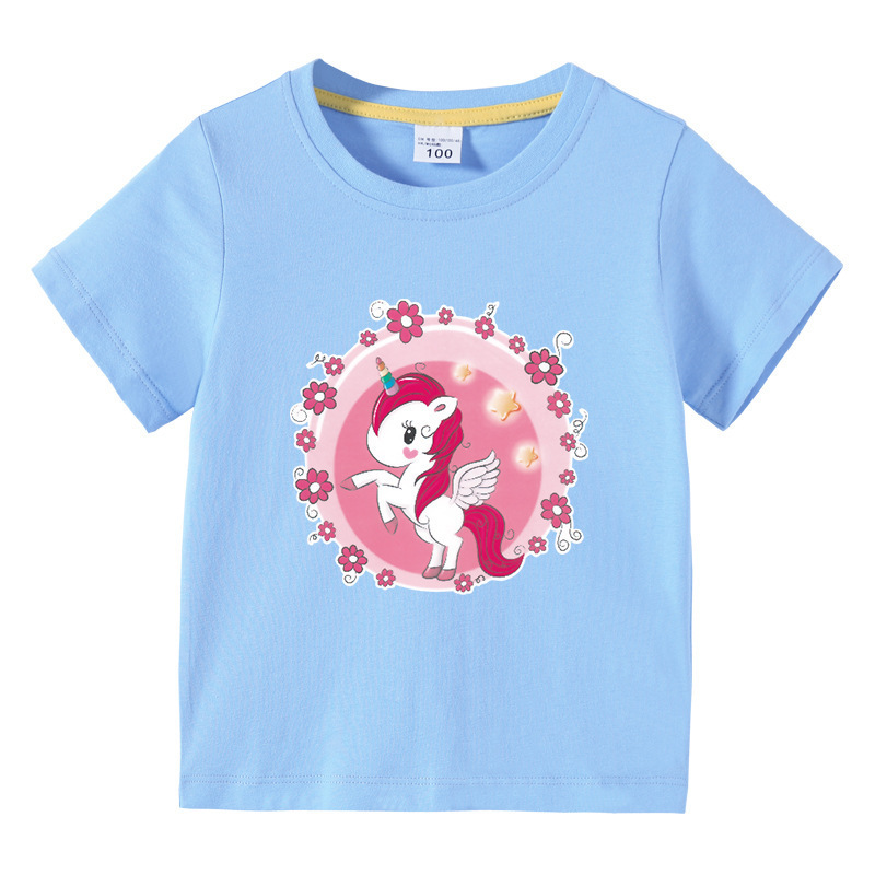 Unicorn children's summer outfit short sleeved T-shirt — image 11