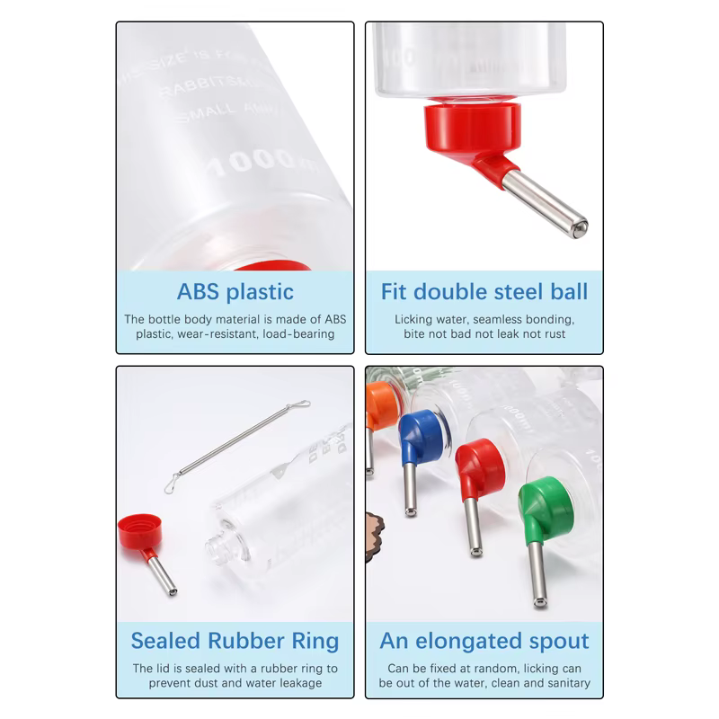 Bottle de Agua Automático para Pequeños Animales 1000 ml - Colores Aleatorios, Suspendido — imagen 3