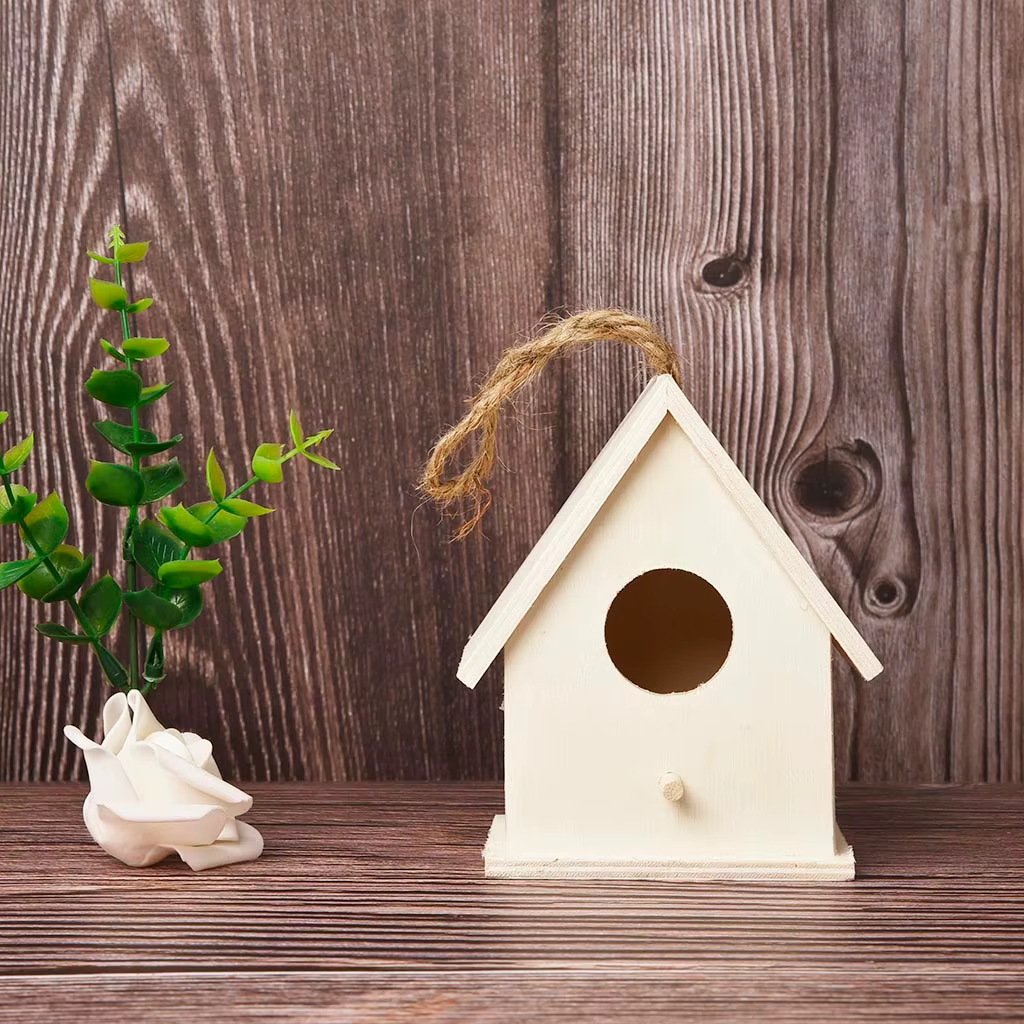 Wooden Mini Bird Cage Outdoor Hanging Birdhouse Box Garden Bird Cages Home Yard Decoration Bird Products Wooden Bird Parrot Nest — image 4
