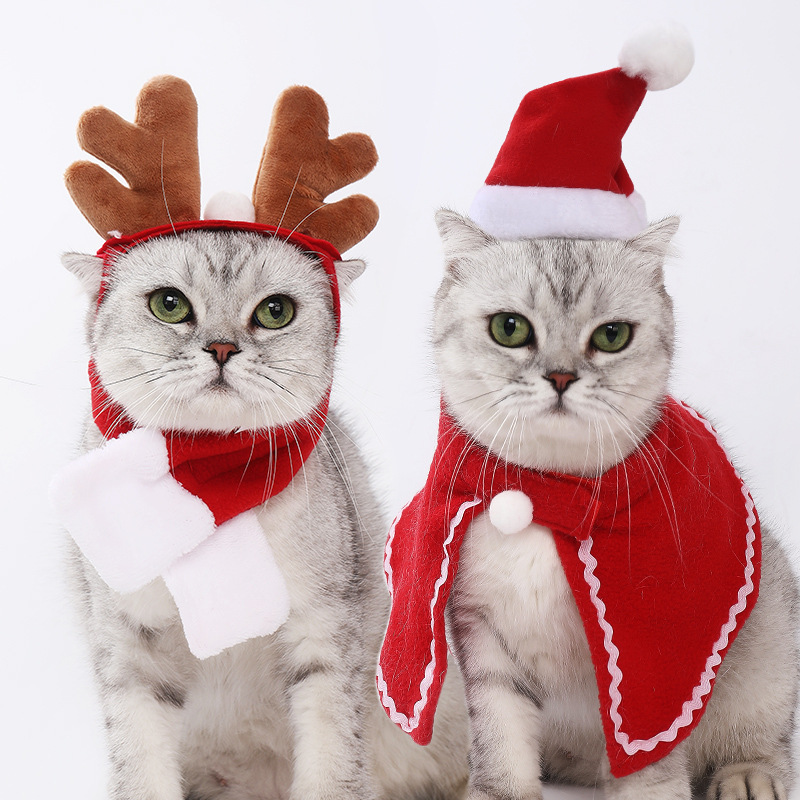 Pet Cat Dog Hat Headwear Christmas Scarf Cloak Transformation Cloak Christmas Pet Clothes — image 1