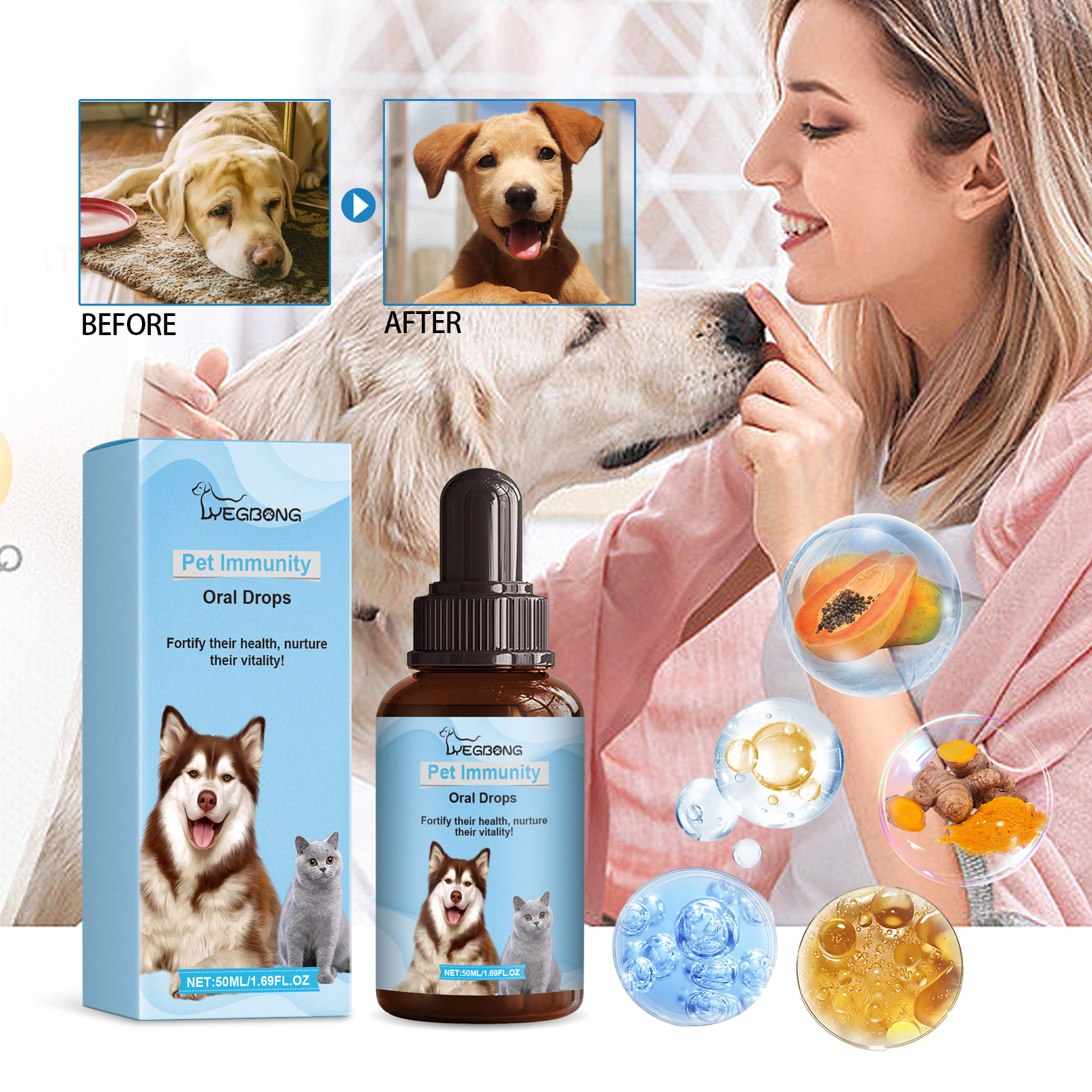 Gotas Orales para Inmunidad de Mascotas, Fórmula Nutricional y de Salud Inmunitaria para Gatos y Perros — imagen 4