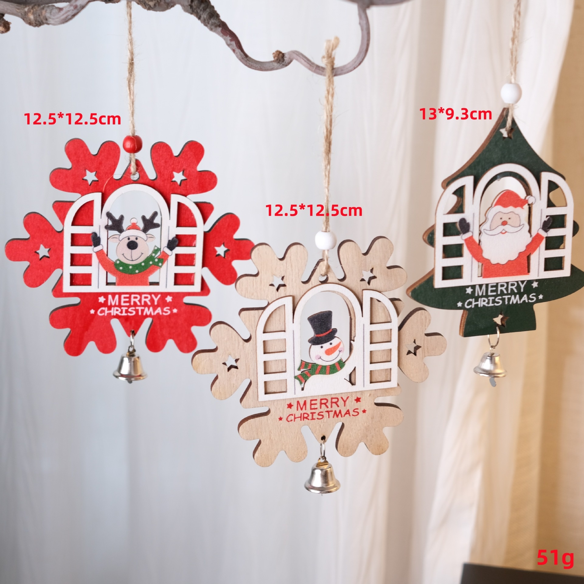 Christmas Multi-Layer Hollow Wooden Deer Snowman Ornament for Tree Decorations — image 7