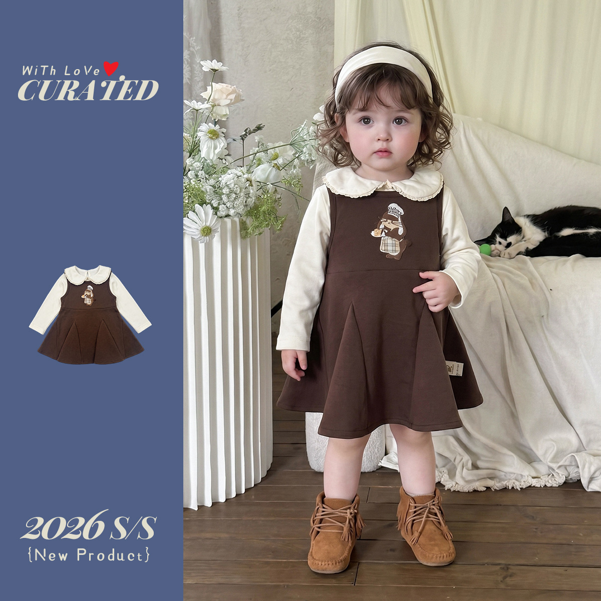 Set de Vestido con Brocado de Oso para Niñas, 2 Piezas — imagen 3