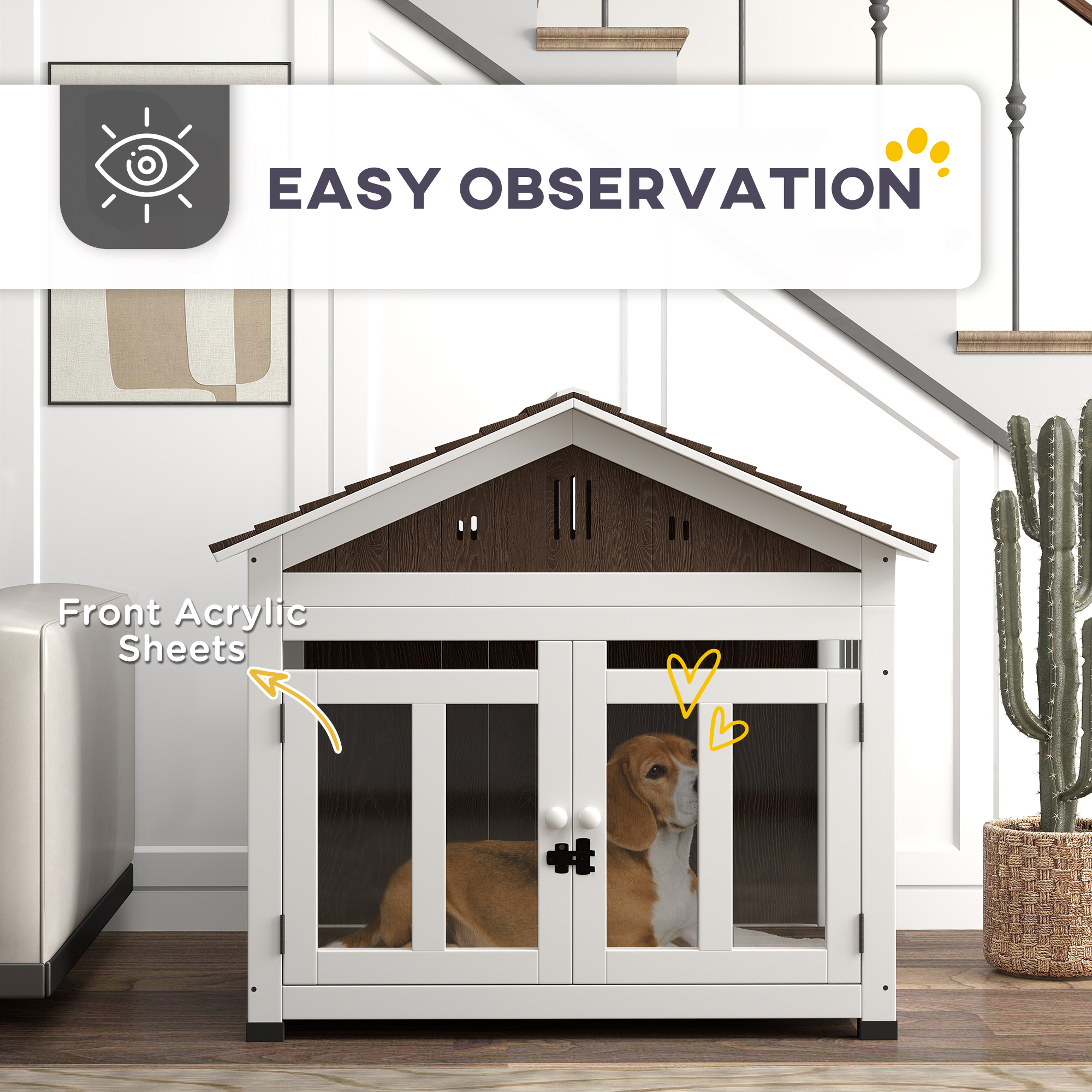 Casa de Perro en Madera L para Pequeños, Medianos y Grandes Perros con Ventilación y Piso Elevable Removible — imagen 7