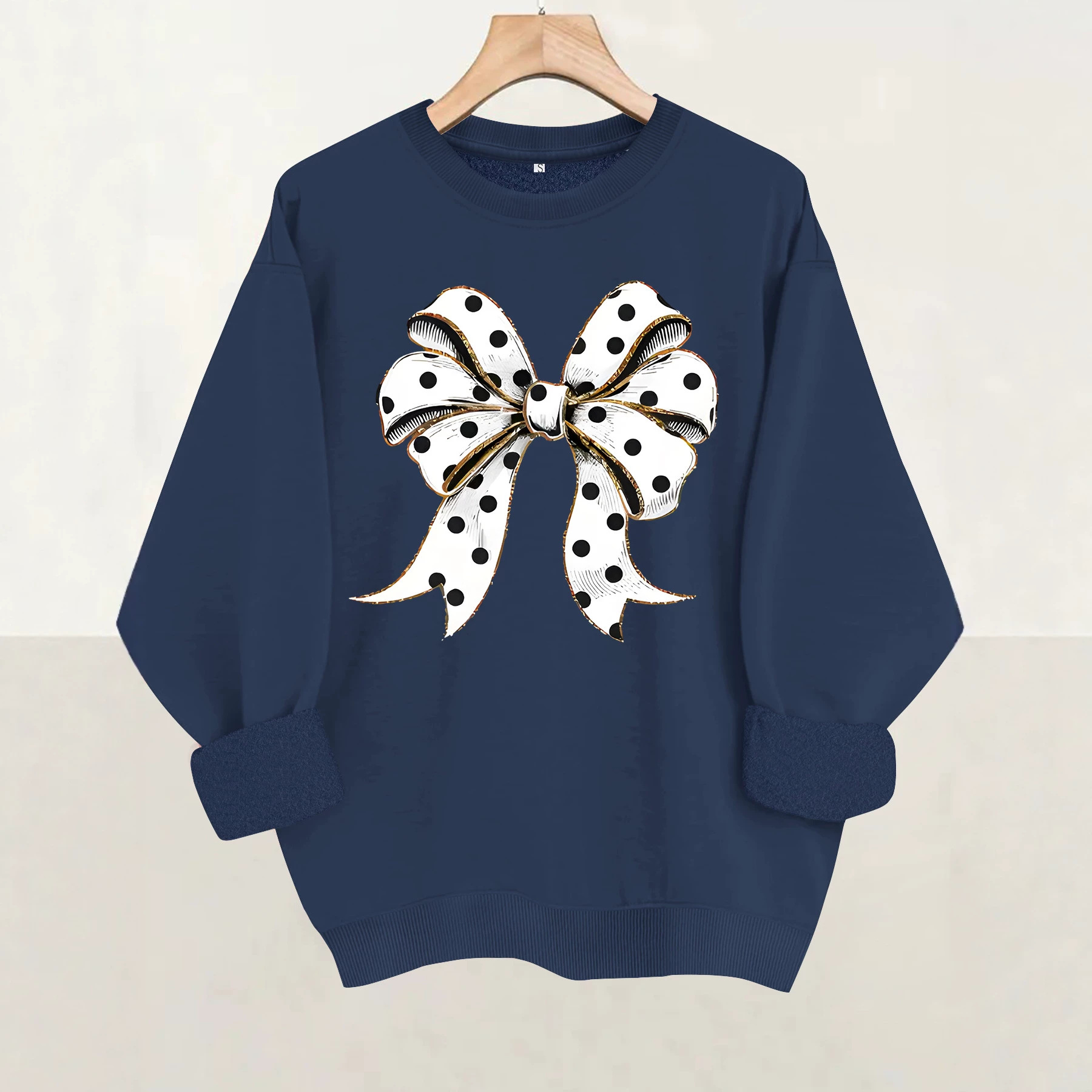 Round neck polka dot butterfly print hoodie — image 3