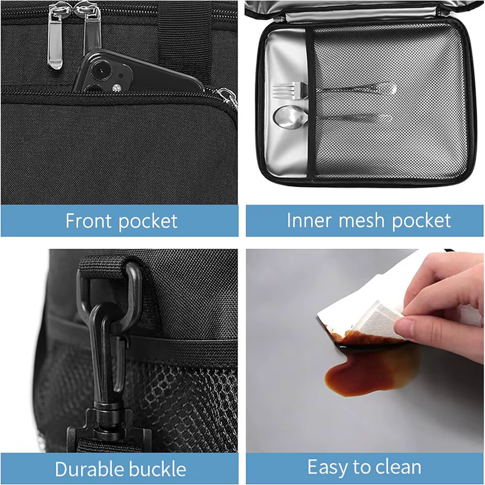 Double Deck Insulated Lunch Bag Large Capacity Leakproof Cooler Tote Thermal Food Storage Bag for Work Camping Travel — image 5